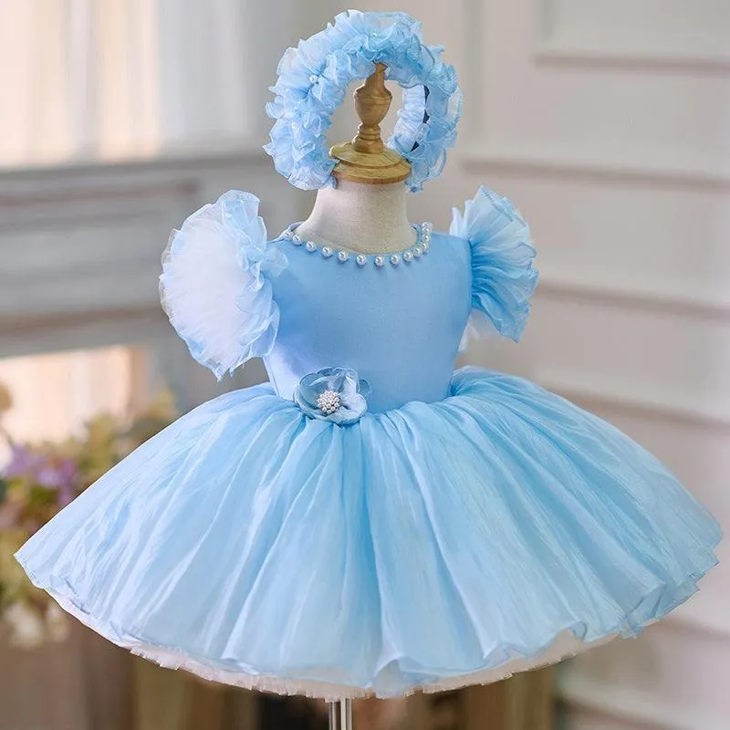 1-12 years old girls flower bow princess dress baby birthday dress wedding flower girl dress