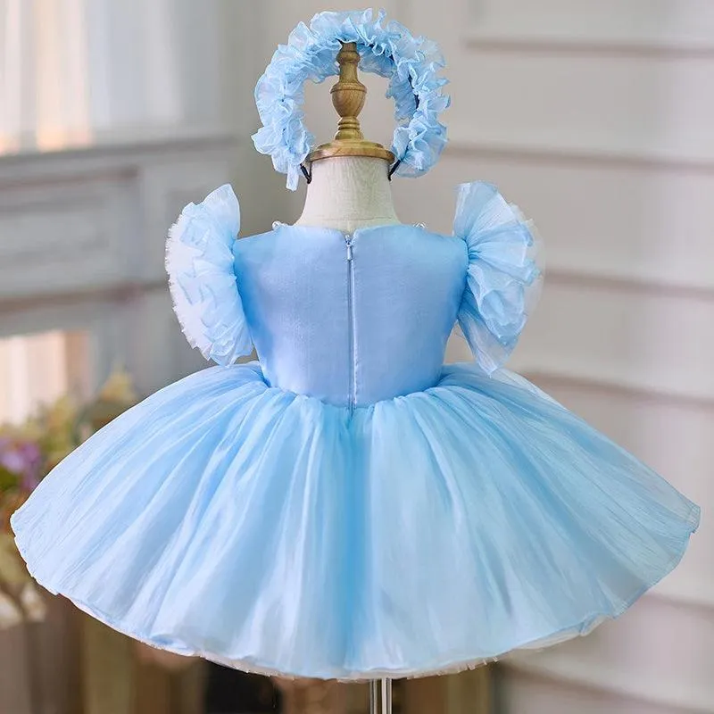 1-12 years old girls flower bow princess dress baby birthday dress wedding flower girl dress