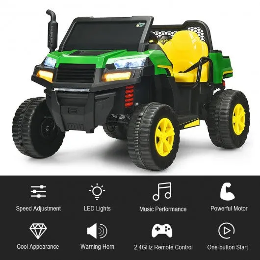 12V Battery Powered Kids Ride On Dumpbed Truck RC-Green