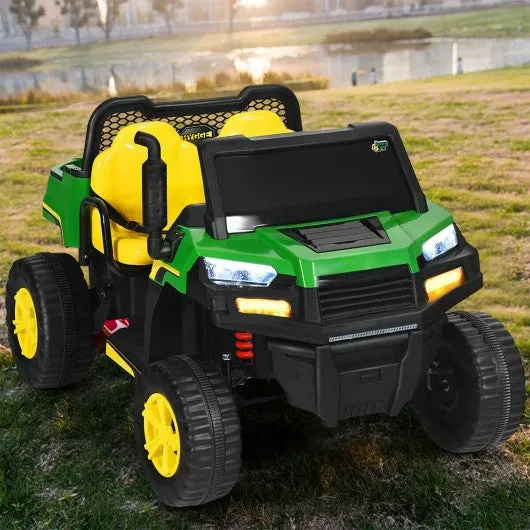 12V Battery Powered Kids Ride On Dumpbed Truck RC-Green