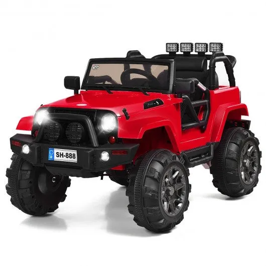 12V Kids Remote Control Riding Truck Car with LED Lights-Red