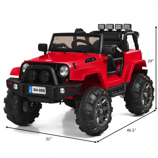 12V Kids Remote Control Riding Truck Car with LED Lights-Red