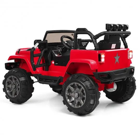 12V Kids Remote Control Riding Truck Car with LED Lights-Red