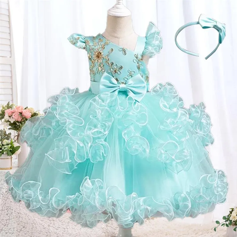 2pcs Flower baby birthday party princess TuTu dress for girls 3-8Year wear