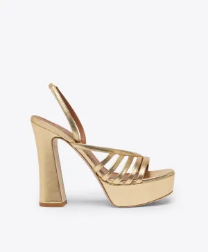 Amaya 125 Gold Leather Platforms