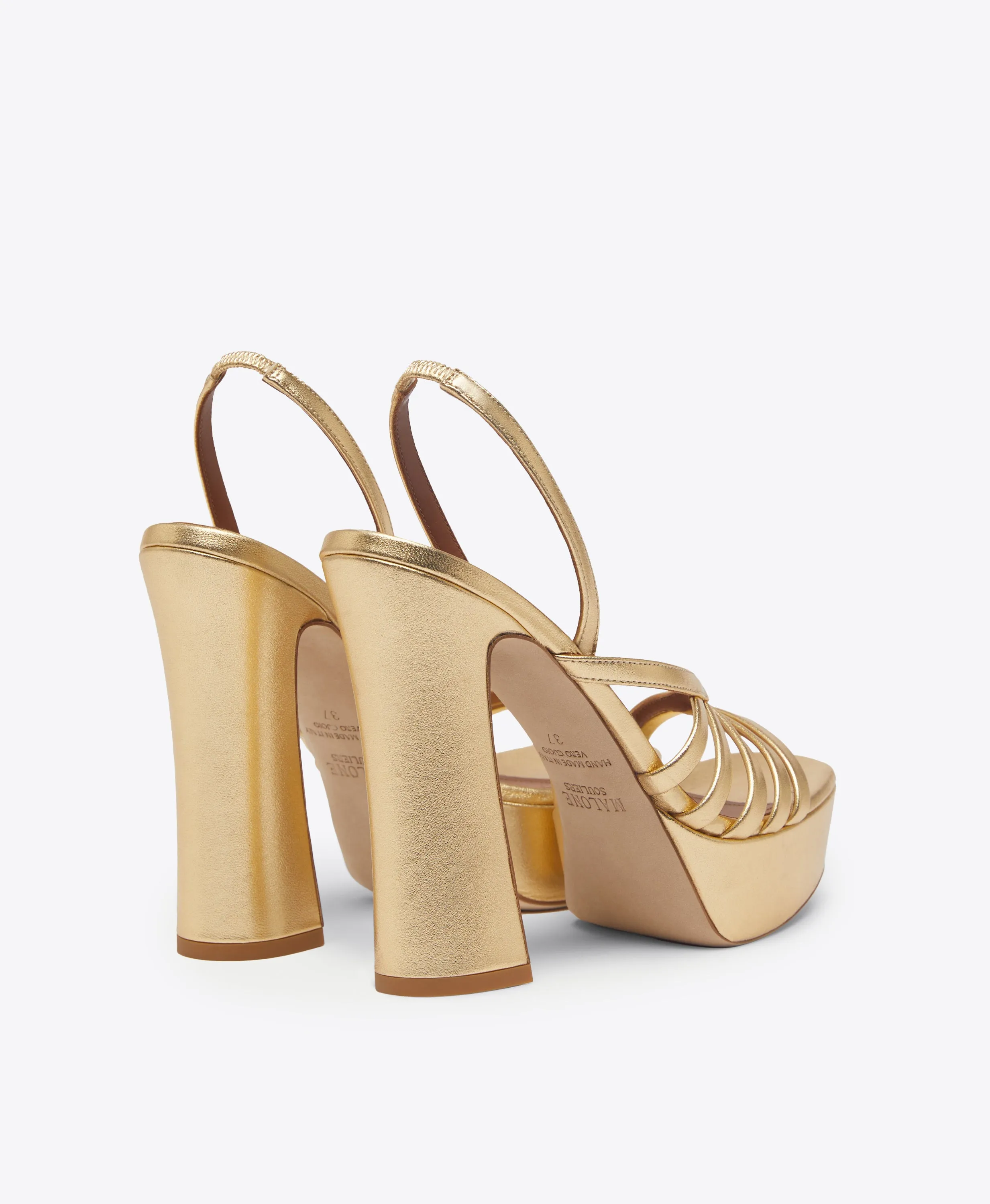 Amaya 125 Gold Leather Platforms