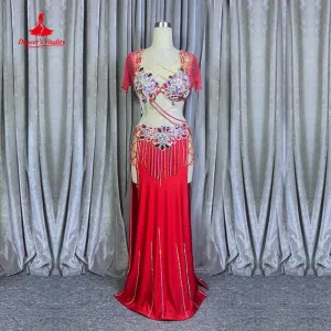 Belly Dance Costume Suit Women Female Children Dancing Performance Suit Senior Bra long Skirt 2pcs Customsized Bellydance Outfit