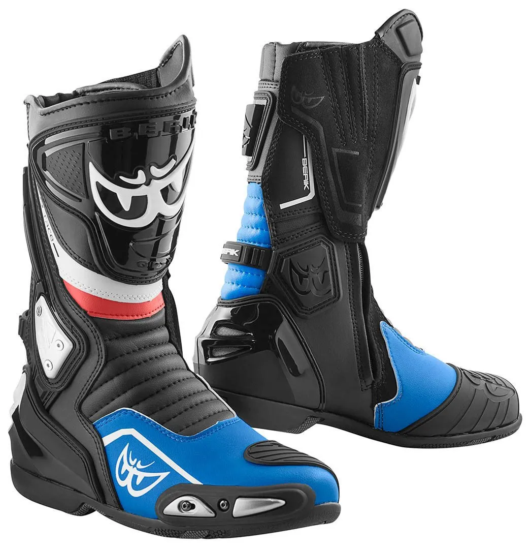 Berik Donington Motorcycle Boots with Mesh Lining, Black/Blue