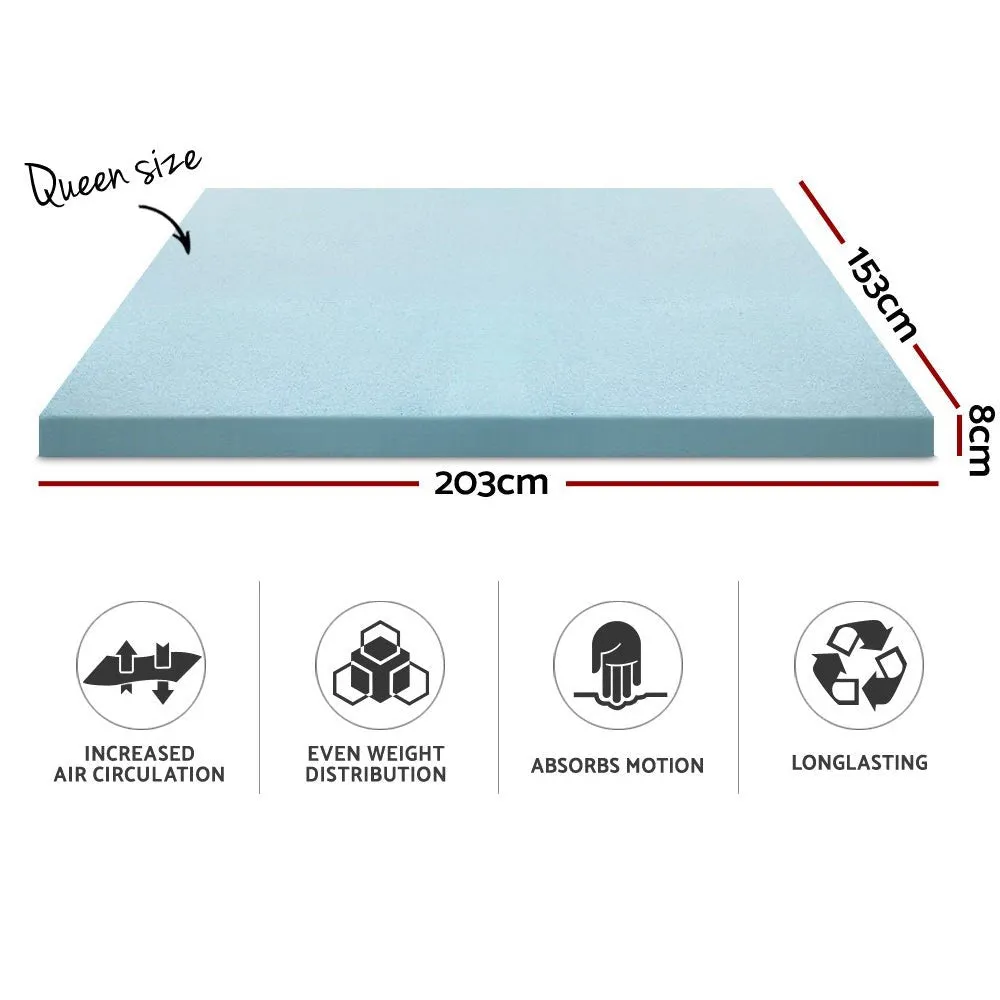 Cool Gel Memory Foam Mattress Topper w/Bamboo Cover 8cm - Queen