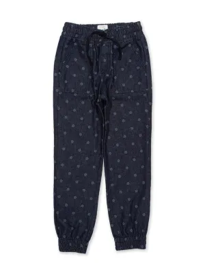 Flower dot denim pull ons