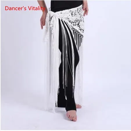 Hand-Made Clothes For Belly Dancing Women's Clothes For Dancing flowers Long Fringe Hand-Knitted Triangular Belt Belly Dance Hip