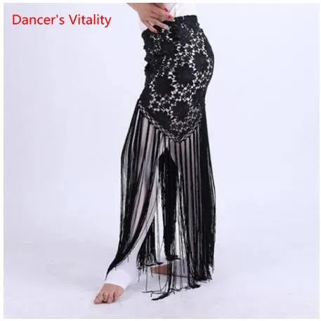 Hand-Made Clothes For Belly Dancing Women's Clothes For Dancing flowers Long Fringe Hand-Knitted Triangular Belt Belly Dance Hip