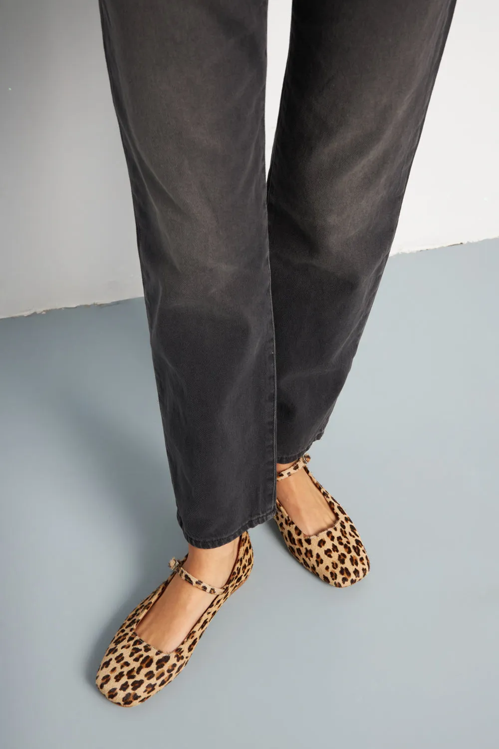 Julieta Mary Janes in Leopard Print Calf Hair