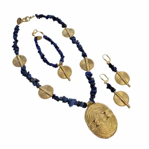 Mary McFadden Vintage Lapis Necklace, Earrings, & Bracelet Set