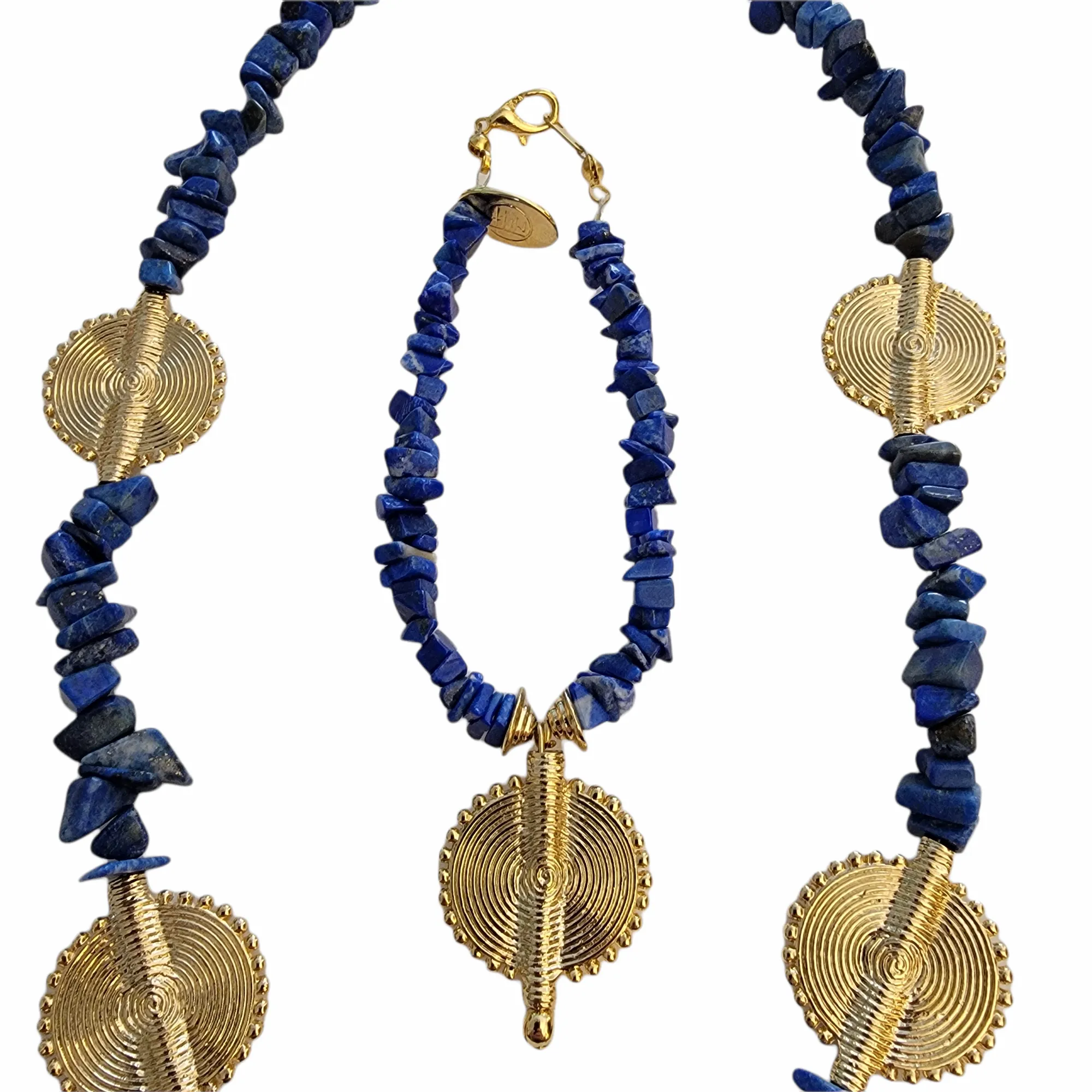 Mary McFadden Vintage Lapis Necklace, Earrings, & Bracelet Set