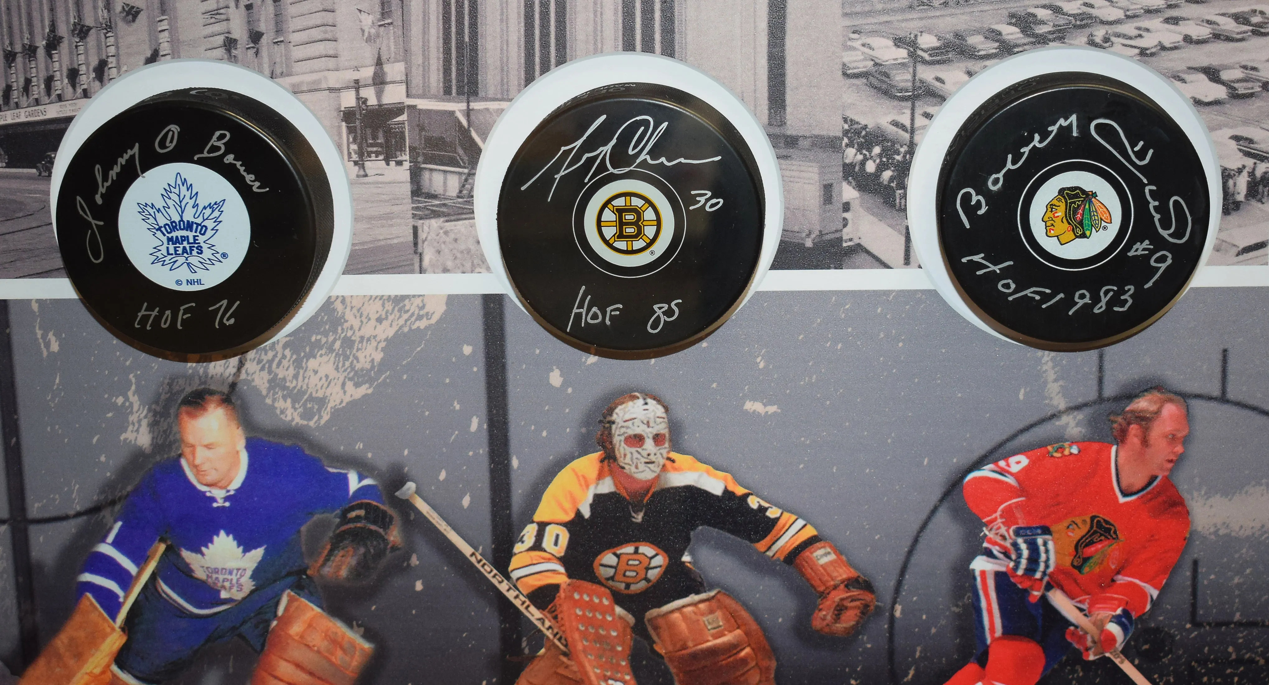 Original Six Pucks, Signed