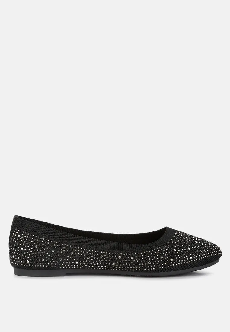 Splash Rhinestones Embellished Ballet Flats