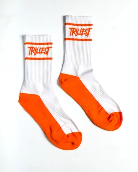 Two Stripe Logo Socks - White/Orange