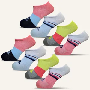 Women's Striped Athletic Ultra Light Liner Socks- 8 Pair